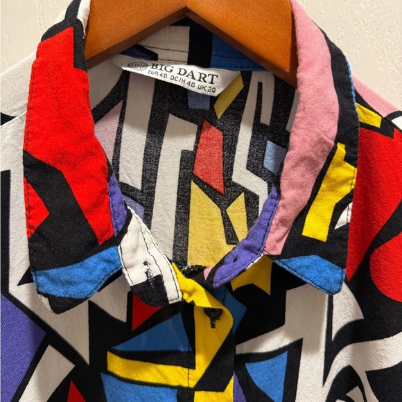 BIG DART Colorful Geometric Print Women's Top blouse - Picture 5 of 12